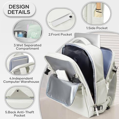 حقيبة ظهر سفر فراغ مع مضخة ، حقائب الظهر المعتمدة من الطيران للنساء للنساء ، وأكياس ضغط فراغ التخزين مع مقصورة الأحذية/مقصورة كمبيوتر محمول 15.6 بوصة/ميناء USB ، رمادي ، متوسطة in Kuwait