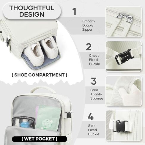 حقيبة ظهر سفر فراغ مع مضخة ، حقائب الظهر المعتمدة من الطيران للنساء للنساء ، وأكياس ضغط فراغ التخزين مع مقصورة الأحذية/مقصورة كمبيوتر محمول 15.6 بوصة/ميناء USB ، رمادي ، متوسطة in Kuwait