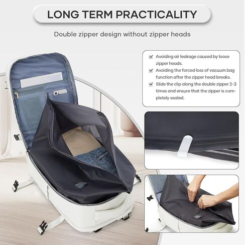 حقيبة ظهر سفر فراغ مع مضخة ، حقائب الظهر المعتمدة من الطيران للنساء للنساء ، وأكياس ضغط فراغ التخزين مع مقصورة الأحذية/مقصورة كمبيوتر محمول 15.6 بوصة/ميناء USB ، رمادي ، متوسطة in Kuwait