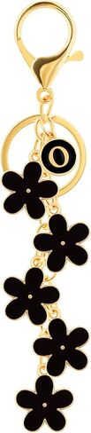 Initial Letter Keychain for Women with Cute Flower Charm – Alphabet Keyring for Keys, Purse, Bags, Backpack & Handbag in Kuwait