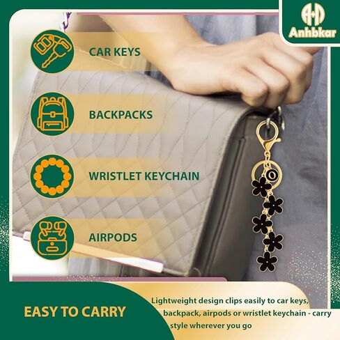 Initial Letter Keychain for Women with Cute Flower Charm – Alphabet Keyring for Keys, Purse, Bags, Backpack & Handbag in Kuwait