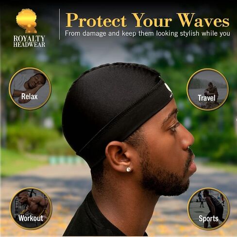 Royalty Headwear Premium Silky Wave Cap for 360, 540,and 720 Waves, Silky Durag Headwear, Soft Breathable Skullies Beanies for Sleeping, Shower (Pink) in Kuwait