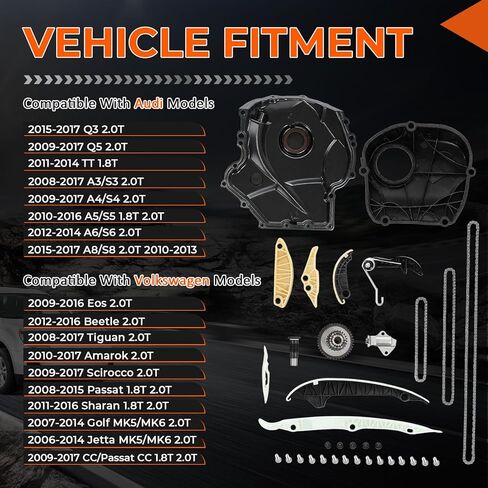 TKC8002 Engine Timing Chain Kit w/Chain Guide Rail Tensioner Fit For Chevy Equinox Captiva | Fit For Buick Regal Verano | Fit For GMC Terrain | Fit For Pontiac, 2.0 2.2 2.4L, Replaces# 12680750 in Kuwait