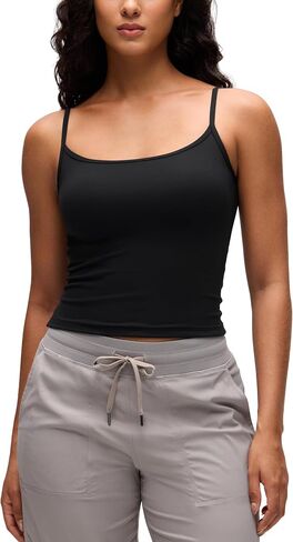 قمصان قصيرة مبطنة مزدوجة من CRZ YOGA Butterluxe للنساء، قمصان ناعمة غير رسمية برقبة سكوب، قمصان يوغا صيفية للخروج بدون أكمام in Saudi Arabia