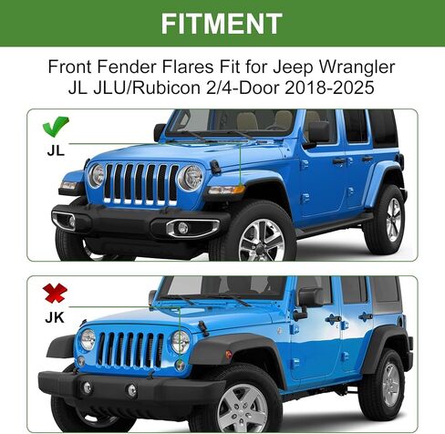 Frend Fender Flares مع الأضواء المتوافقة مع 2007-2017 Wrangler JK High Top Flares 2pcs غير مصممة in Kuwait