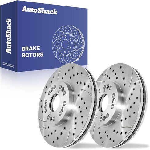 AutoShack Black Hat Drilled and Slotted Brake Rotors Front Brake Rotor Replacement Kit for Lexus GS400 SC300 LS400 1992-2000 SC400 1993-2005 GS300 2001-2005 IS300 GS430 2002-2010 SC430 RWD PR41174LR in Saudi Arabia