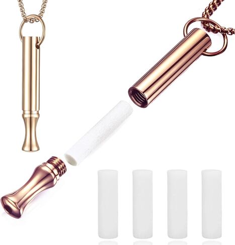 Breathing Necklace to Quit Smoking and Vaping - Refillable Essential Oil Diffuser, Fidget Necklace for Anxiety Relief, Smokeless Inhaler with 4 Cotton Pods in Kuwait