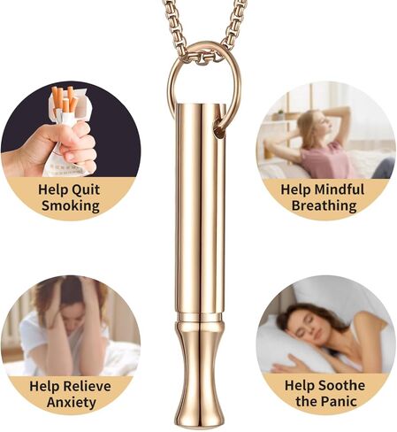 Breathing Necklace to Quit Smoking and Vaping - Refillable Essential Oil Diffuser, Fidget Necklace for Anxiety Relief, Smokeless Inhaler with 4 Cotton Pods in Kuwait