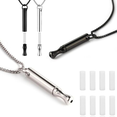 Breathing Necklace to Quit Smoking and Vaping - Refillable Essential Oil Diffuser, Fidget Necklace for Anxiety Relief, Smokeless Inhaler with 4 Cotton Pods in Kuwait