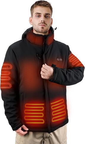 Alpha 7.4V Mens Heated Jacket With Battery Pack 16000mAh - Heated Clothes (US, Small, Regular, Black) in Saudi Arabia