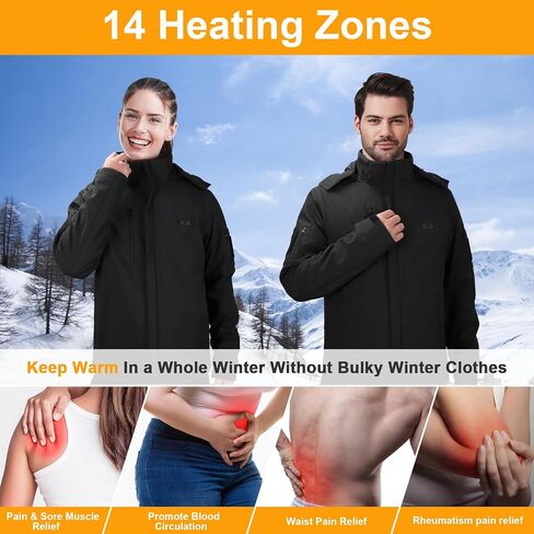 Alpha 7.4V Mens Heated Jacket With Battery Pack 16000mAh - Heated Clothes (US, Small, Regular, Black) in Saudi Arabia
