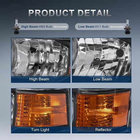 Pair Headlights Assembly Front Lamp Compatible with 2014-2015 Chevrolet Silverado 1500 Headlight Replacement Driver and Passenger Side Chrome/Black/Amber in Saudi Arabia