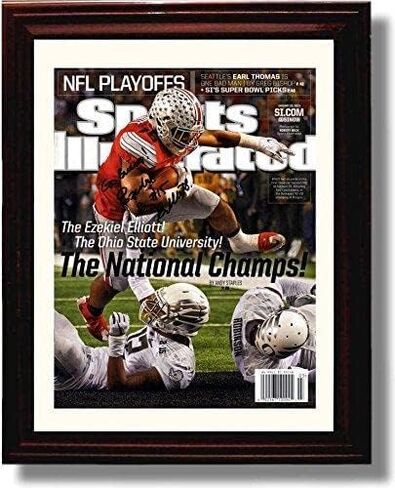 Ohio State Football Ezekiel Elliott SI Autograph Promo Print - 2014 National Champs! - Framed 8x10 in Saudi Arabia