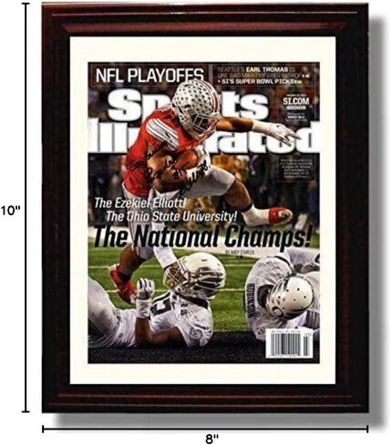 Ohio State Football Ezekiel Elliott SI Autograph Promo Print - 2014 National Champs! - Framed 8x10 in Saudi Arabia
