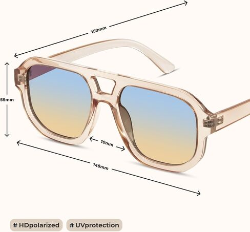 livho Trendy Polarized Square Aviator Sunglasses Women Men Square Eyewear Frame, Retro Sun Glasses for Women Men 2025 Shades in Kuwait