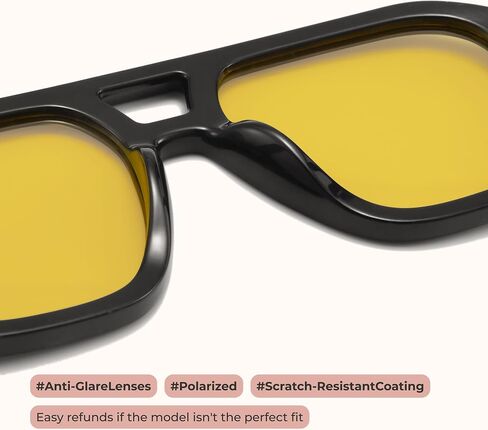 livho Trendy Polarized Square Aviator Sunglasses Women Men Square Eyewear Frame, Retro Sun Glasses for Women Men 2025 Shades in Kuwait
