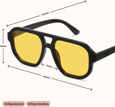 livho Trendy Polarized Square Aviator Sunglasses Women Men Square Eyewear Frame, Retro Sun Glasses for Women Men 2025 Shades in Kuwait