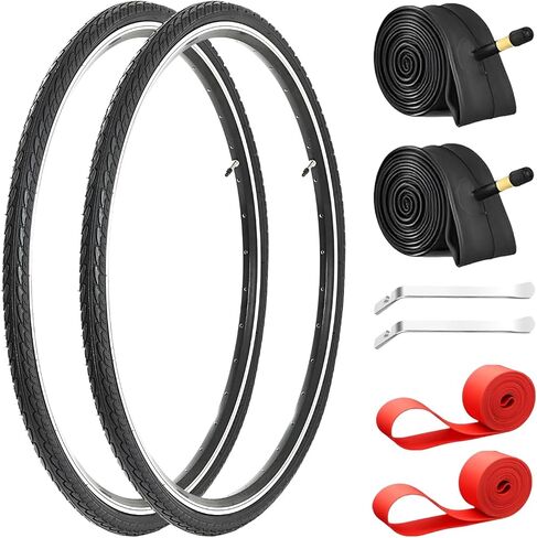 2-Pack 700x35C Bike Tire, Road Bike Replacement Tires with 2 Inner Tubes, Folding High-Performance Wear-Resistant Bicycle Tires for City Commuter Road in Saudi Arabia