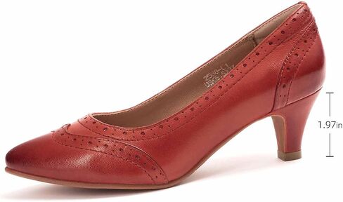 Mona flying Womens Leather Pointed Toe Vintage Brogue Pump Dress Heel Shoe | Elegant Kitten Heel,Comfy Padded Topline,Classy Wingtip Brogue,Supple Sheepskin Upper,Soft Leather Lining,Arch Support Insole in Saudi Arabia