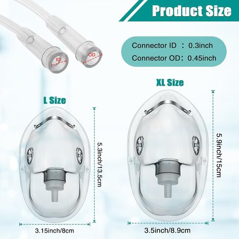 Geiserailie 2 Pack M/L Size Mask للبالغين مع أنابيب 6.6 قدم وحزام مرن قابل للتعديل ، قناع الأكسجين البالغ مع أنابيب للاتصال in Saudi Arabia