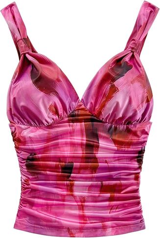 SOLY HUX Women's V Neck Tank Tops Y2K Ruched Backless Going Out Tops Textured Camisole Summer Outfits in Saudi Arabia