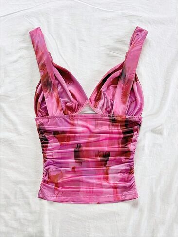 SOLY HUX Women's V Neck Tank Tops Y2K Ruched Backless Going Out Tops Textured Camisole Summer Outfits in Saudi Arabia