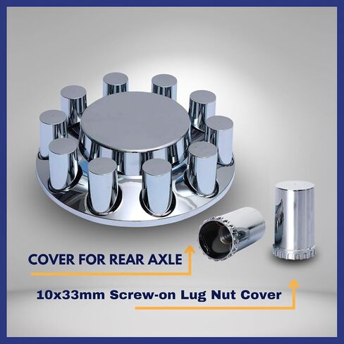 TORQUE Rear Axle Wheel Cover 33mm Spike Screw-on Lug Nut Cover for Semi Truck (Chrome Plated ABS Plastic) (Universal Fit) (TR133-TWCR) in Saudi Arabia