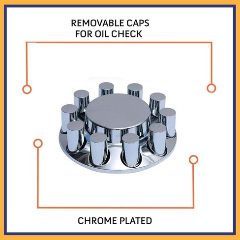 TORQUE Rear Axle Wheel Cover 33mm Spike Screw-on Lug Nut Cover for Semi Truck (Chrome Plated ABS Plastic) (Universal Fit) (TR133-TWCR) in Saudi Arabia