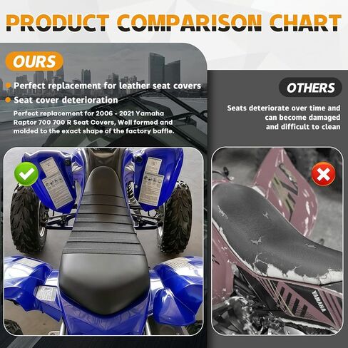 Seat Cover Compatible with 2000-2012 Yamaha Big Bear 400, Heavy Duty Leather ATV Seat Cover Replacement, Black in Kuwait