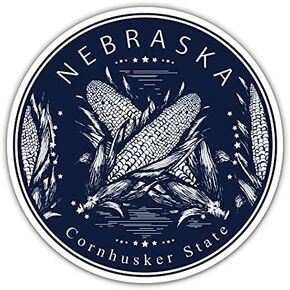 Squiddy Nebraska State Circle Round - Vinyl Sticker Decal for Phone, Laptop, Water Bottle (3" Wide) in Saudi Arabia