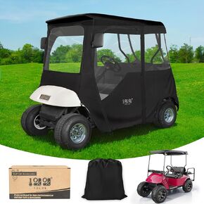 10L0L Golf Cart Driving Enclosure 2 Passenger for EZGO TXT/RXV 2 Door with Heavy Duty Zipper, 600D Golf Cart Rain Cover Driving Covers with Roll-up Windshield, 4-Sided Clear Window in Kuwait