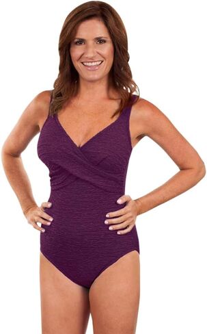 Krinkle Women's Textured Solid Twist Front One Piece Chlorine Resistant Swimsuit in Saudi Arabia