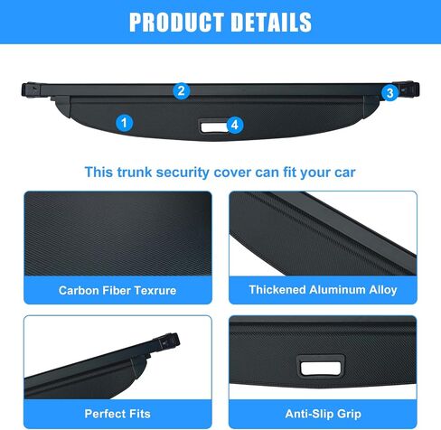 غطاء شحن Auxko القابل للسحب لـ Hyundai Tucson 2025-2022 ، غطاء ظل أمتعة أمتعة الغلاف الجذع لعام 2025 2024 2023 in Kuwait