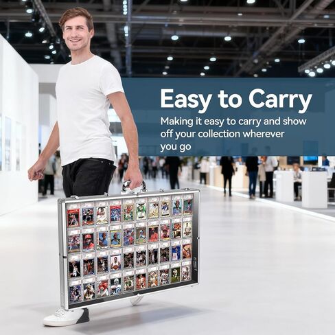 حافظة عرض للمعارض التجارية، حافظة بطاقات من الألومنيوم والأكريليك مع علاقة قابلة للقفل، حافظة عرض كبيرة على سطح الطاولة لبطاقات MTG والمقتنيات والمجوهرات ذات التصنيف PSA للبيسبول الرياضي in Kuwait