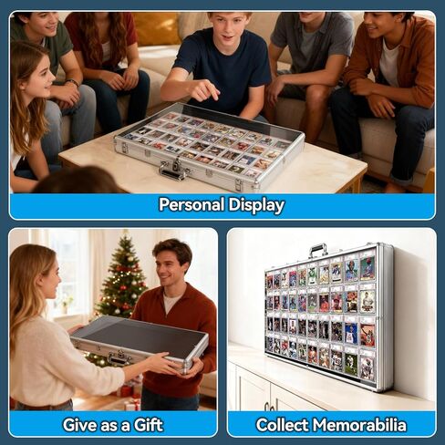 حافظة عرض للمعارض التجارية، حافظة بطاقات من الألومنيوم والأكريليك مع علاقة قابلة للقفل، حافظة عرض كبيرة على سطح الطاولة لبطاقات MTG والمقتنيات والمجوهرات ذات التصنيف PSA للبيسبول الرياضي in Kuwait