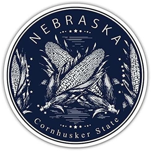 Squiddy Nebraska State Circle Round - ملصق فينيل لاصق للهاتف والكمبيوتر المحمول وزجاجة المياه (عرض 3 بوصات) in Saudi Arabia