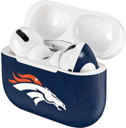 ملصق صوتي من Skinit متوافق مع Apple AirPods Pro - مرخص رسميًا من الدوري الوطني لكرة القدم الأمريكية Denver Broncos - تصميم متعثر in Saudi Arabia