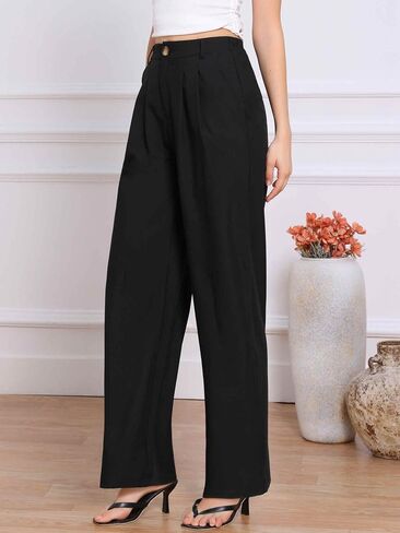 Allegra K Wide Leg Pants for Women's High Elastic Waisted Office Work Trousers Pant Business Casual Outfits in Saudi Arabia