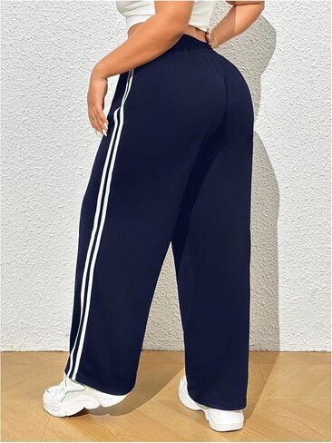 Shenhe Women's Plus Size Bargy Track Pants Wide Leg Side Scriped Service Percts Loughpans in Kuwait