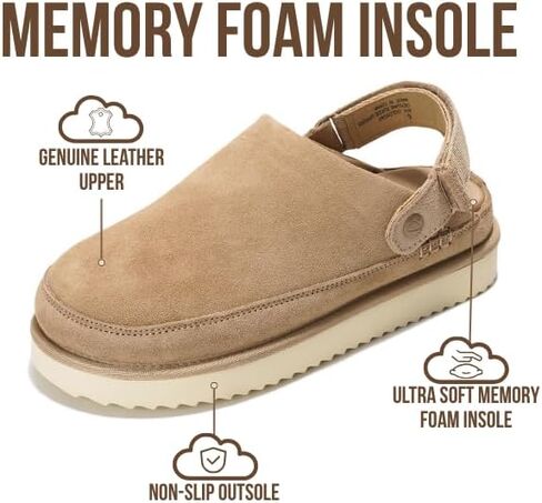 Project Cloud Genine Suede Clogs for Women - Memory Foam Platform Swogs Womens Shoes - Slides Nonslip for Women W/أحزمة نسبة وبغال نسائية خفيفة الوزن للنساء 2024 (Goldstar ، Taup ، 6) in Saudi Arabia