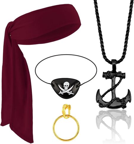 3PCS Pirate Hat & Stuffed Shoulder Parrot & Eye Patches Pirate Accessories Pirates Costume for Women Men Shoulder Parrot for Halloween,Cosplay, School Play, Theater Performance in Kuwait