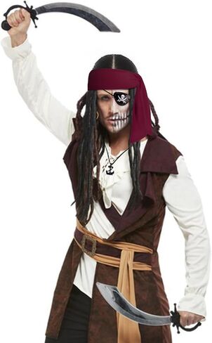 3PCS Pirate Hat & Stuffed Shoulder Parrot & Eye Patches Pirate Accessories Pirates Costume for Women Men Shoulder Parrot for Halloween,Cosplay, School Play, Theater Performance in Kuwait