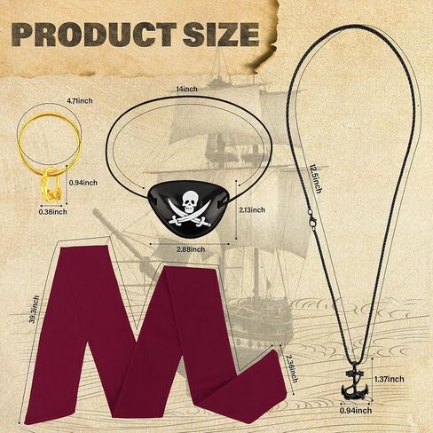 3PCS Pirate Hat & Stuffed Shoulder Parrot & Eye Patches Pirate Accessories Pirates Costume for Women Men Shoulder Parrot for Halloween,Cosplay, School Play, Theater Performance in Kuwait