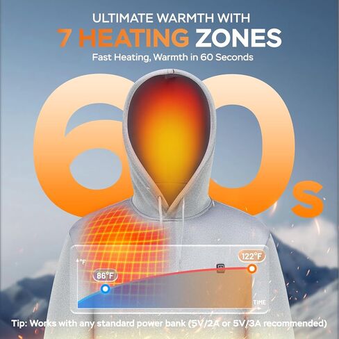 Heated Hoodie for Men, Electric Heating Sweatshirt with Fleece Lining, Winter Thermal Pullover Sweater in Saudi Arabia