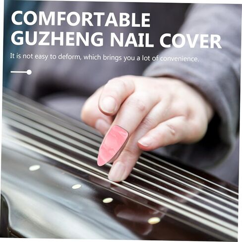 Toyvian Colored Guzheng Practice Nail Covers with Powder Thickened Flat Finger Protectors with Reusable Adhesive Tapes Comfortable for Guzheng Players in Kuwait