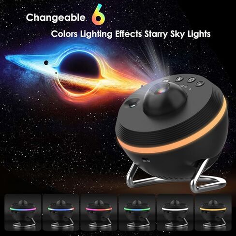 جهاز الإسقاط Elec3 Star ، Galaxy Night Light لغرفة النوم مع 4K قابلة للاستبدال 13 أقراص مجرة ​​و 6 ألياف ليلية ، و 360 درجة تدور المصباح الإسقاط سديم النجوم Sky Night Light عيد ميلاد عيد الميلاد in Kuwait