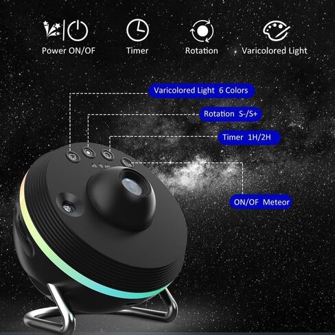 جهاز الإسقاط Elec3 Star ، Galaxy Night Light لغرفة النوم مع 4K قابلة للاستبدال 13 أقراص مجرة ​​و 6 ألياف ليلية ، و 360 درجة تدور المصباح الإسقاط سديم النجوم Sky Night Light عيد ميلاد عيد الميلاد in Kuwait