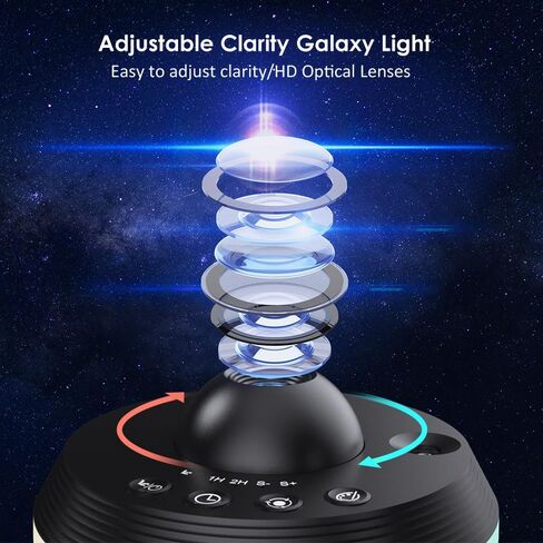 جهاز الإسقاط Elec3 Star ، Galaxy Night Light لغرفة النوم مع 4K قابلة للاستبدال 13 أقراص مجرة ​​و 6 ألياف ليلية ، و 360 درجة تدور المصباح الإسقاط سديم النجوم Sky Night Light عيد ميلاد عيد الميلاد in Kuwait