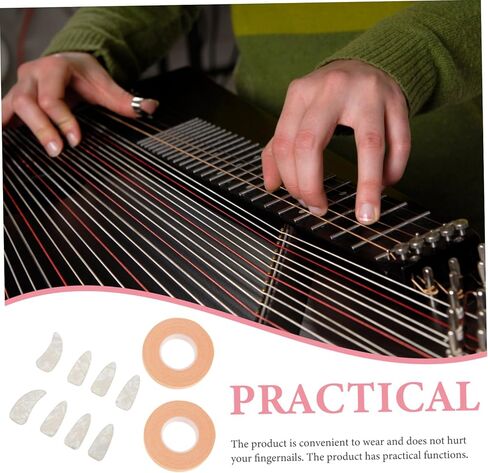 Toyvian Colored Guzheng Practice Nail Covers with Powder Thickened Flat Finger Protectors with Reusable Adhesive Tapes Comfortable for Guzheng Players in Kuwait