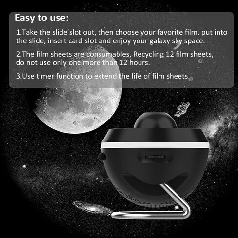 جهاز الإسقاط Elec3 Star ، Galaxy Night Light لغرفة النوم مع 4K قابلة للاستبدال 13 أقراص مجرة ​​و 6 ألياف ليلية ، و 360 درجة تدور المصباح الإسقاط سديم النجوم Sky Night Light عيد ميلاد عيد الميلاد in Kuwait